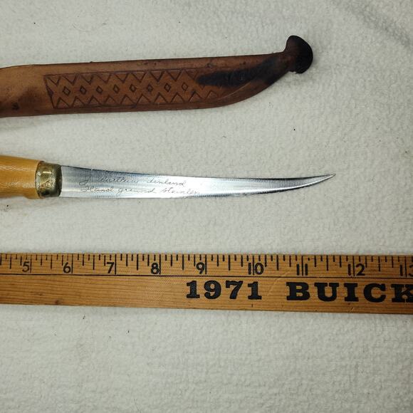 Vintage J Marttiini Knife Antler Sheath Knives Hunting Hunter Filet Outdoors - Picture 5 of 13